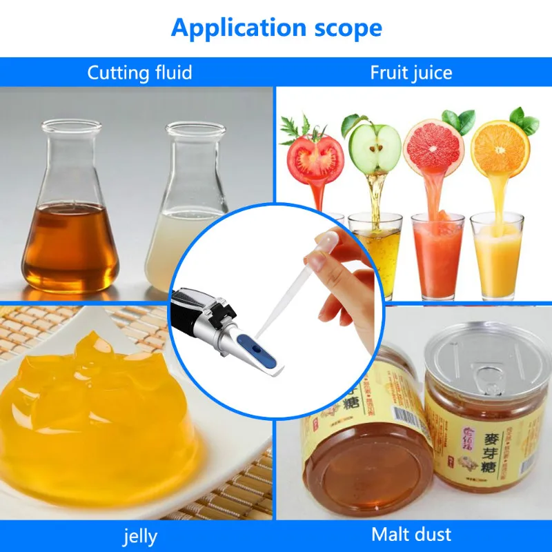 Handheld Brix Refractometer 0-20% Sugar Meter Refractometer Digital Sugar Testing Tool for Honey,Food,Fruit Juice With PU Bag