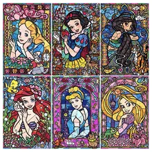 Disney Diamond Painting Cartoon Glass Character Princess Art 5D DIY Hobby Embroidery Set Full Diamond Gift Mosaic Home Decoratio