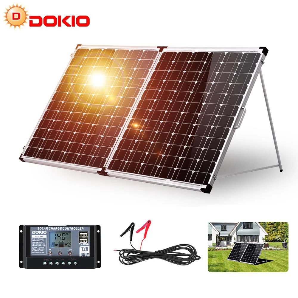 Dokio 200W (2 個 x100W) 折りたたみソーラーパネル +20A 12V