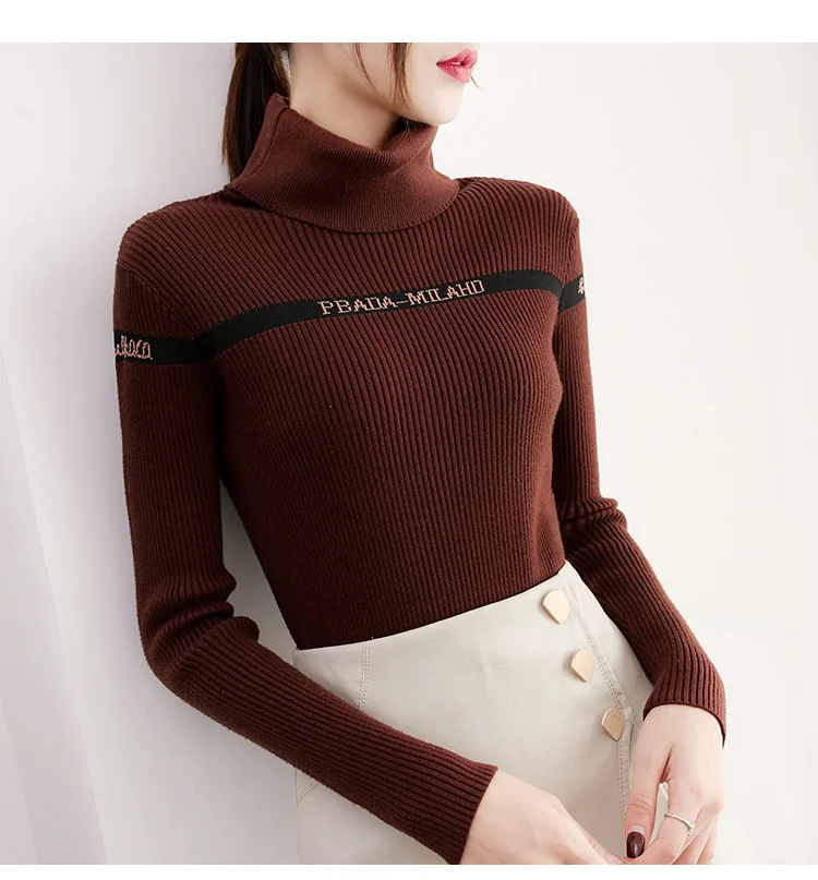 H han queen Turtleneck Sweater Women Fashion Autumn Winter Letter Tops Women Knitted Pullovers Long Sleeve Jumper Femme Clothing