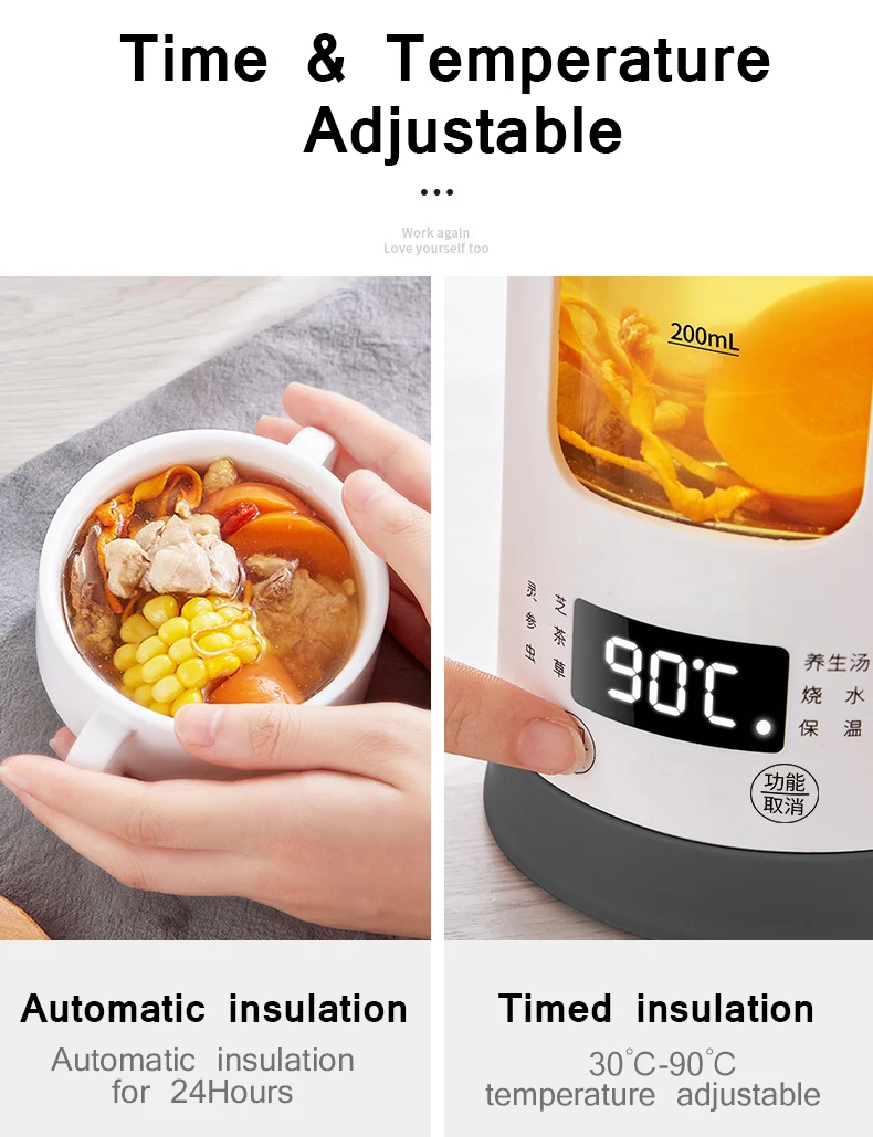 Mini Multifunction Electric Kettle 600ML Health Preserving Pot Automatic insulation Glass Boil Tea Pot Hot Water bottle 220V EU