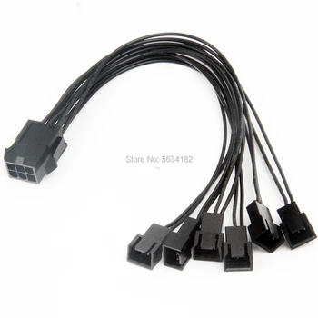 

ATX power graphics card 6Pin to 6 fans small 3Pin 20CM 22AWG small 3-pin fan cable
