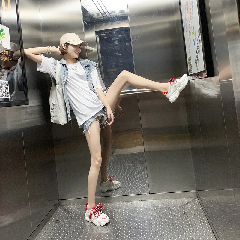 Модная дышащая обувь на плоской подошве; белые женские туфли; zapatos De Mujer; женские кроссовки; женская обувь на танкетке; обувь на массивном каблуке; Ayakkab