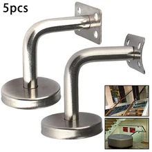 

1set 5Pcs Handrail Brackets Stair Handrail Guard Rail Wall Mounted 304 Stainless Steel Flat Bent Hardware Stair Accessorie