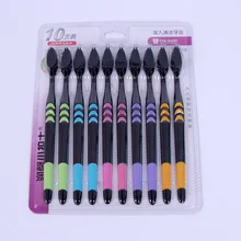 2/10 шт. двойной Ultra Soft Зубная щётка с бамбуковым древесным углем нано-щетки для Уход за полостью рта 625 труба с нано-антибактериальным Зубная щётка черный головки