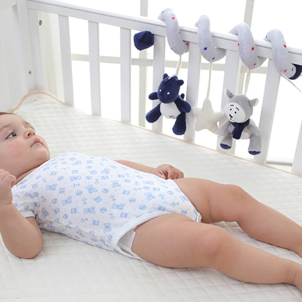 Baby Spiral Stroller Hanging Animal Stuffed Wrap Around Crib Pram Rattle Toy
