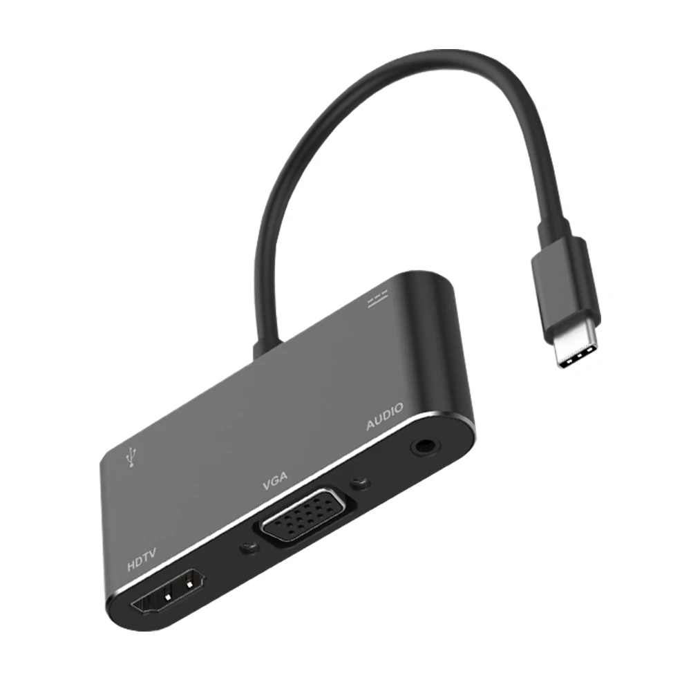 Черный USB C HDMI кабель type C к VGA Thunderbolt 3 адаптер для MacBook samsung S9/S8 huawei mate 20 P20 Pro USB-C HDMI VGA концентратор - Цвет: Черный