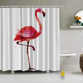 

Flamingowatercolor Vector Vector Practical Shower Curtain for Bath Tub,72''L x 72''W