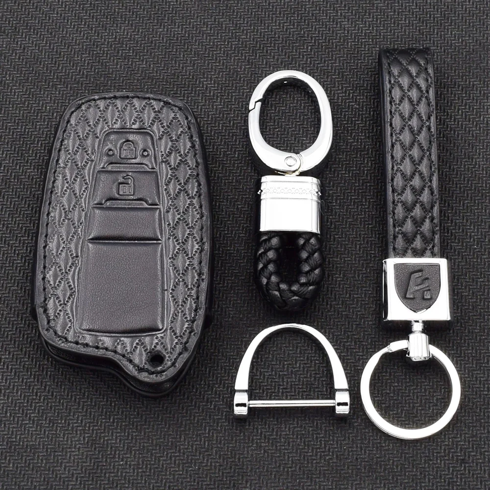 Чехол для ключей из микрофибры из натуральной кожи для Toyota CHR C-HR Prius Camry 2 кнопки умный дистанционный чехол для ключа крышка аксессуары