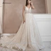 Lakshmigown Bling Bling Open Back A Line Wedding Dress 2024 Vestidos de Novia Sexy Bridal Gown Plunging Wedding Gowns Customized 5
