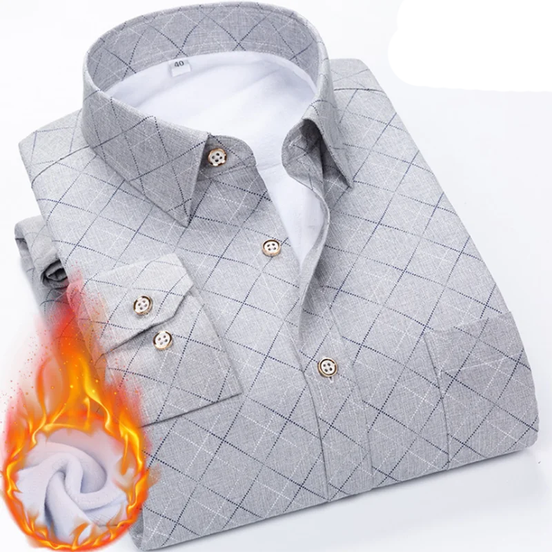 Зима Лидер продаж мужские Фланелевые дышащие рубашки с длинным рукавом Camisa однобортные повседневные рубашки ткань с принтом с добавлением шерсти теплые