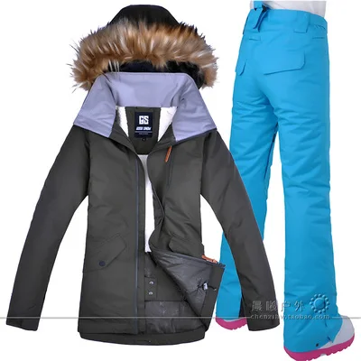 GSOU SNOW Women Ski Suit Snowboard Jacket Pant Windproof Waterproof Hooded Breathable Thermal Thicken Female Skiing Suit Set New