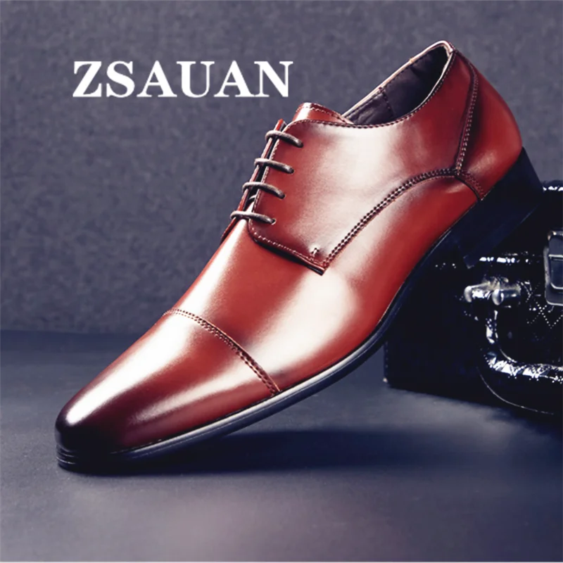 ZSAUAN Мужские модельные туфли из искусственной кожи; Итальянская Классическая деловая официальная оксфордская обувь для мужчин; офисная обувь для свадьбы