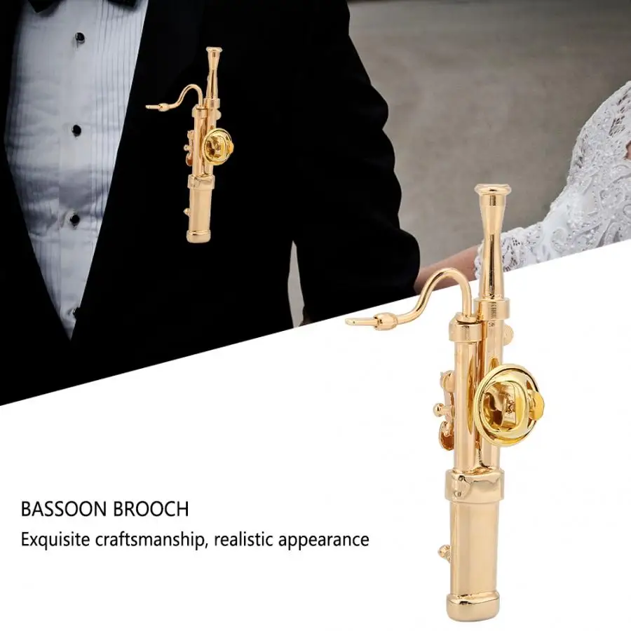 Золотое покрытие медный музыкальный инструмент Bassoon брошь булавка с подарочной