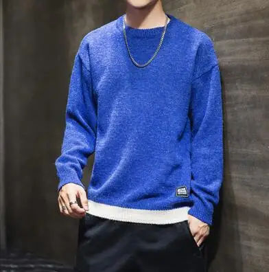Blue RUIHUO однотонный Повседневный зимний свитер, мужское пальто, осенний свитер, мужское зимнее пальто, пуловер и свитеры для мужчин, осенняя одежда XXXL - Цвет: Blue