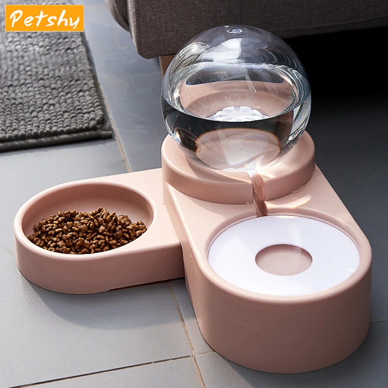 Petshy регулируемый для собак кошек с двумя чашами питьевой пузырь