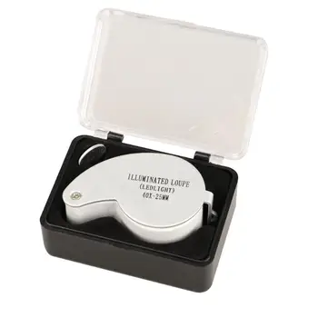 

Protable High Quality 40x 6-shaped 25mm Lens Waterproof Jewelry Magnifier Illuminated Loupe with Two LED