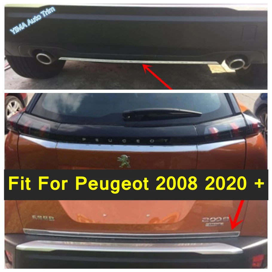 Rear Trunk Lid Cover Tailgate Trim Hatch Back Door Handle & Bumper Bottom Molding Boot Garnish Strip For Peugeot 2008 2020 2021