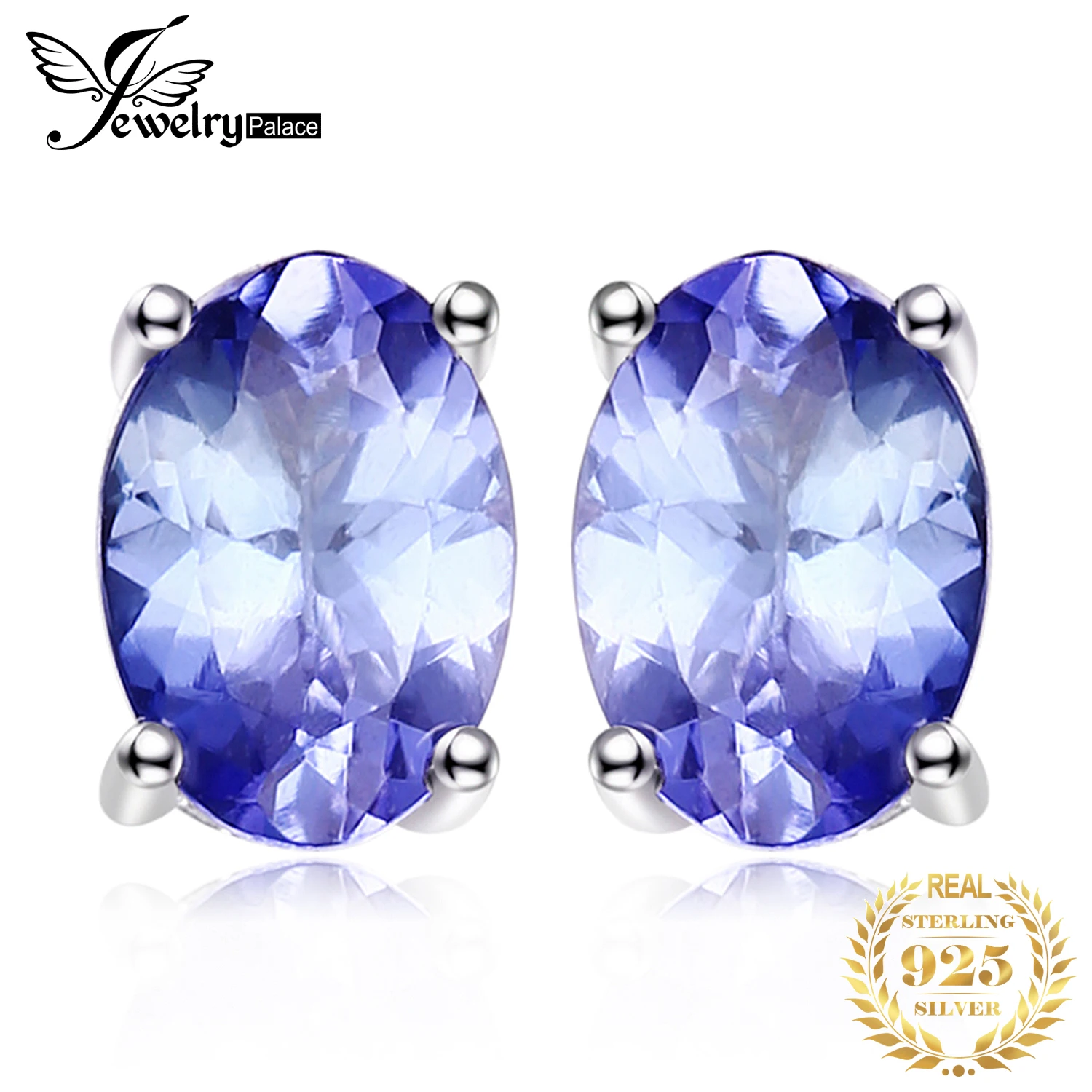 JewelryPalace 1ct натуральный Танзанит серьги-гвоздики 925 стерлингового серебра серьги
