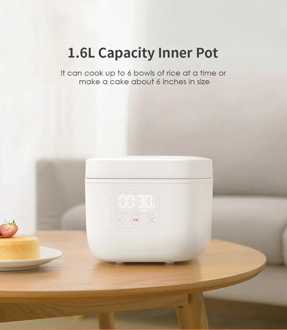 Xiaomi Mijia 1.6l электрическая рисоварка, кухонная мини-плита, маленькая рисоварка, интеллектуальное назначение, светодиодный дисплей