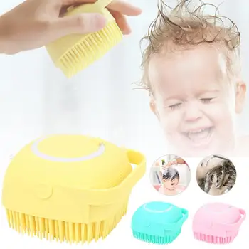 

Drop Shipping Silicone Body Scrubber Bathring Body Palm Brush with 80ml Shampoo Container