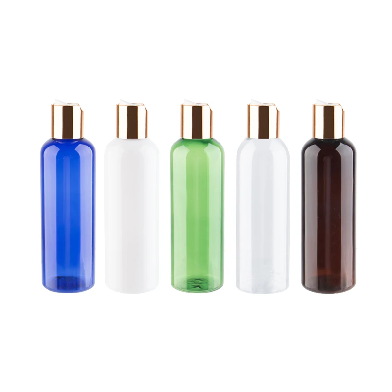 

Jooray 200ml Empty Round Plastic Shampoo Bottles Gold Aluminum Disc Cap Bottle Cosmetic Containers Travel Bottle 200cc 30pcs/lot