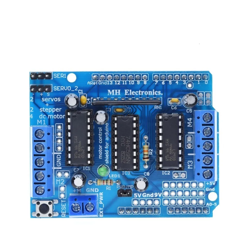 TZT L293D моторный привод щит двойной для arduino Duemilanove, плата расширения привода двигателя Щит управления двигателем