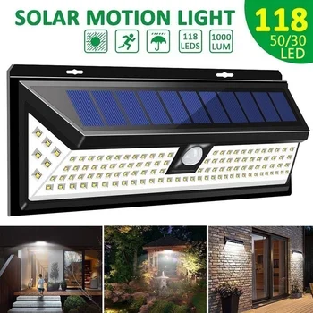 

118 LED Solar Light Outdoor Solar Lamp Powered Sunlight Waterproof PIR Motion Sensor Street Light for Garden Decoration