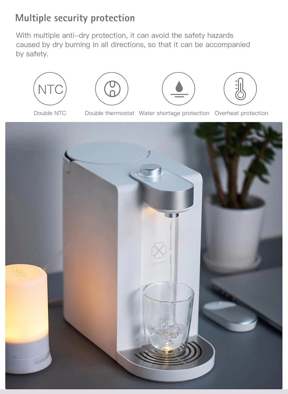 Xiaomi 1.8L умный мгновенный диспенсер для горячей воды, регулируемая температура воды, питьевой фонтан, двойной нагрев, диспенсер для воды