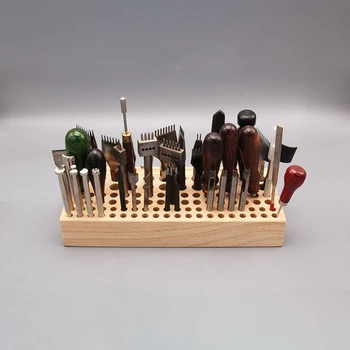 

New 98 Hole Pine Wood Wooden Leather Engraving Printing Tool Storage Multi-Function Bracket Leather Tool Holder