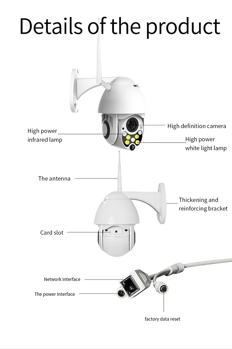 1080P PTZ камера RJ45 Выход Ip камера WiFi наружная водонепроницаемая Wi-fi домашняя скорость купольная ИК-камера наблюдения безопасности домашняя камера CM. P05