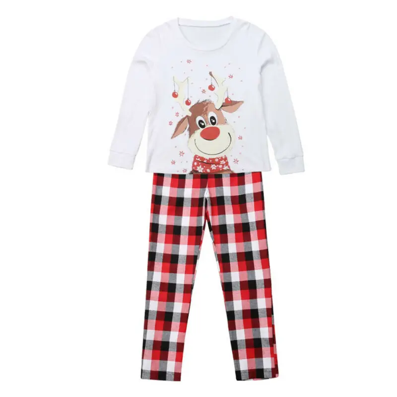 Family Matching Christmas Pajamas Set Womens Mens Kids Xmas Sleepwear Nightwear Mom Dad Children Kids Antlers Print Home Clothes