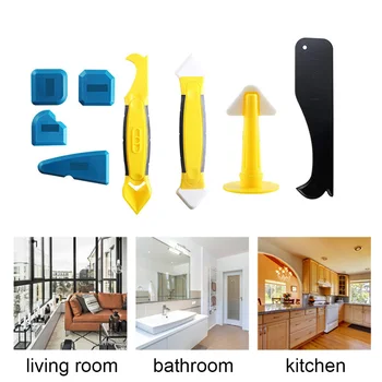 

8pcs Reusable Plastic Scraper Edge Multifunctional Kitchen Caulking Tool Kit Silicone Remover Repairing Cornor Portable Home