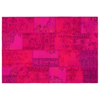 

Handmade Fuchsia Vintage Overdyed Patchwork Area Rug 161x232 Cm-5'3''X7'7''
