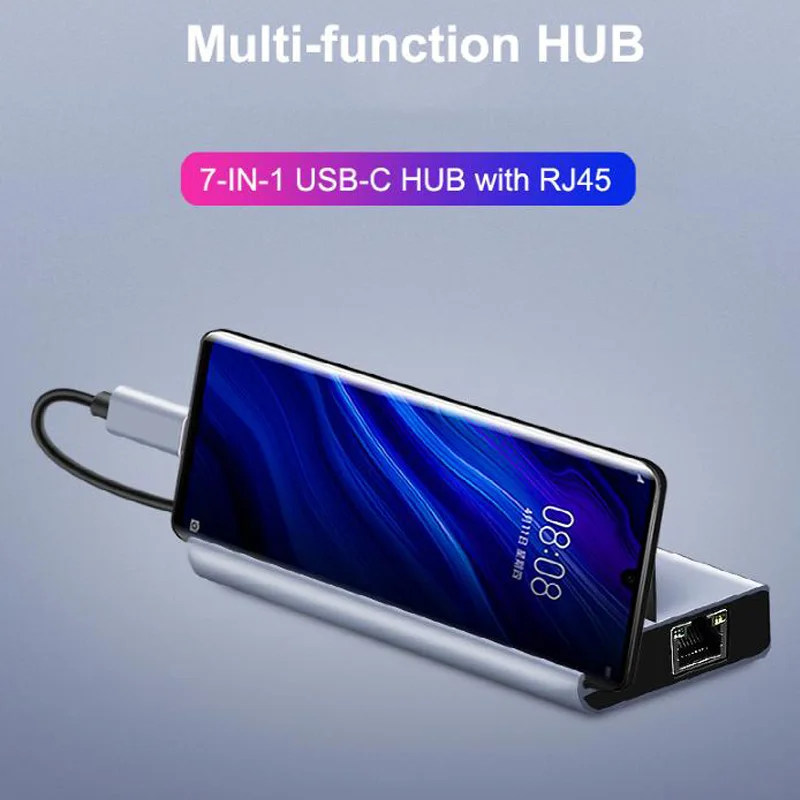 USB концентратор tebe Type C HDMI 4K PD TF/SD кардридер слот Rj45 USB3.0 7 в 1 адаптер док станция для