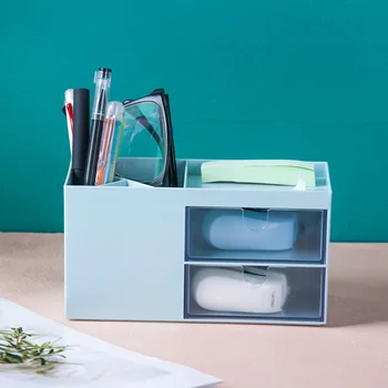 

Nordic Style Multifunctional Plastic Pen Holder Desk Organizer Cosmetic Storage Box Desktop Drawer Storage Organizer Sundries