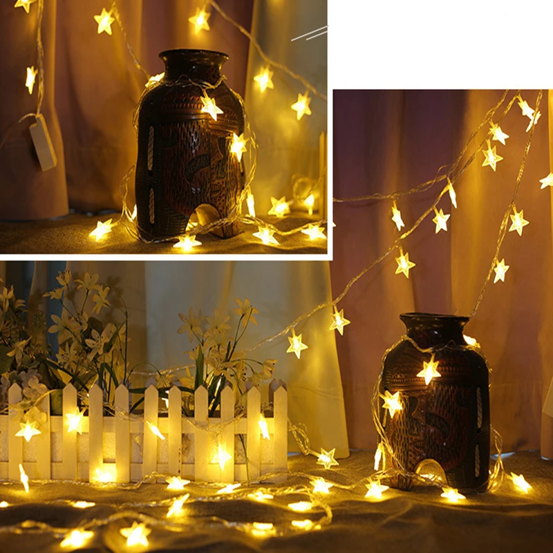 Star LED Lamp String 5M 30Led Light Fairy Garland Lantern Girl Rooms Decoration Holiday Birthday Wedding Curtain Decor Lights