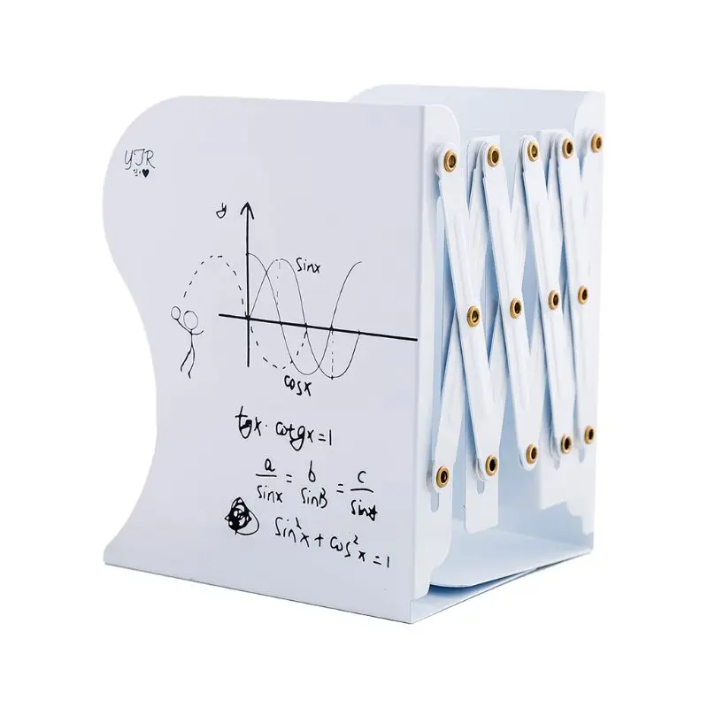 Metal Retractable Bookends Support Stand Holder Shelf Adjustable Bookrack Office