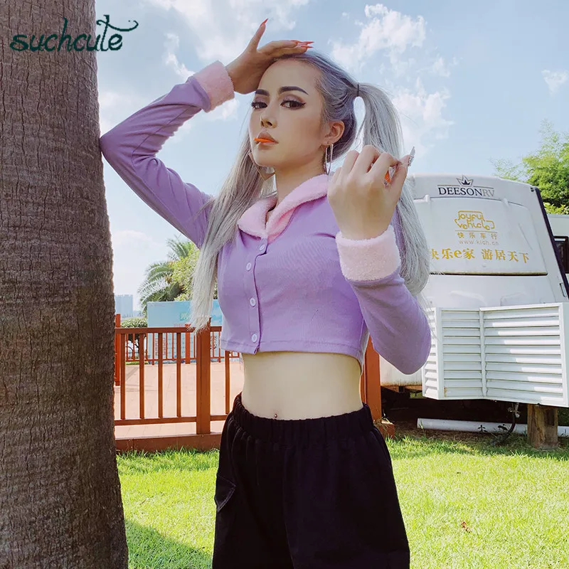 Ideal  SUCHCUTE Longslive Outwear Female Coats Slim Harajuku Korean Style Casual Button Autumn 2019 Mantea