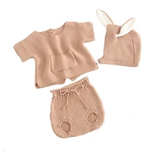 1 set, kids cotton suit with small pockets