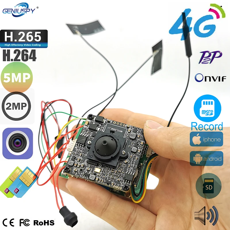 GeniuspySIMCard4GDiyCameraModule1080P5MPHDIndoorWireless