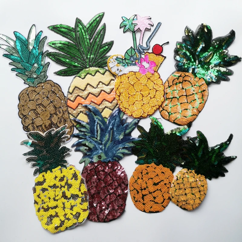 Pineapple Patches Clothing Applique Embroidery Pineapple Sequins
