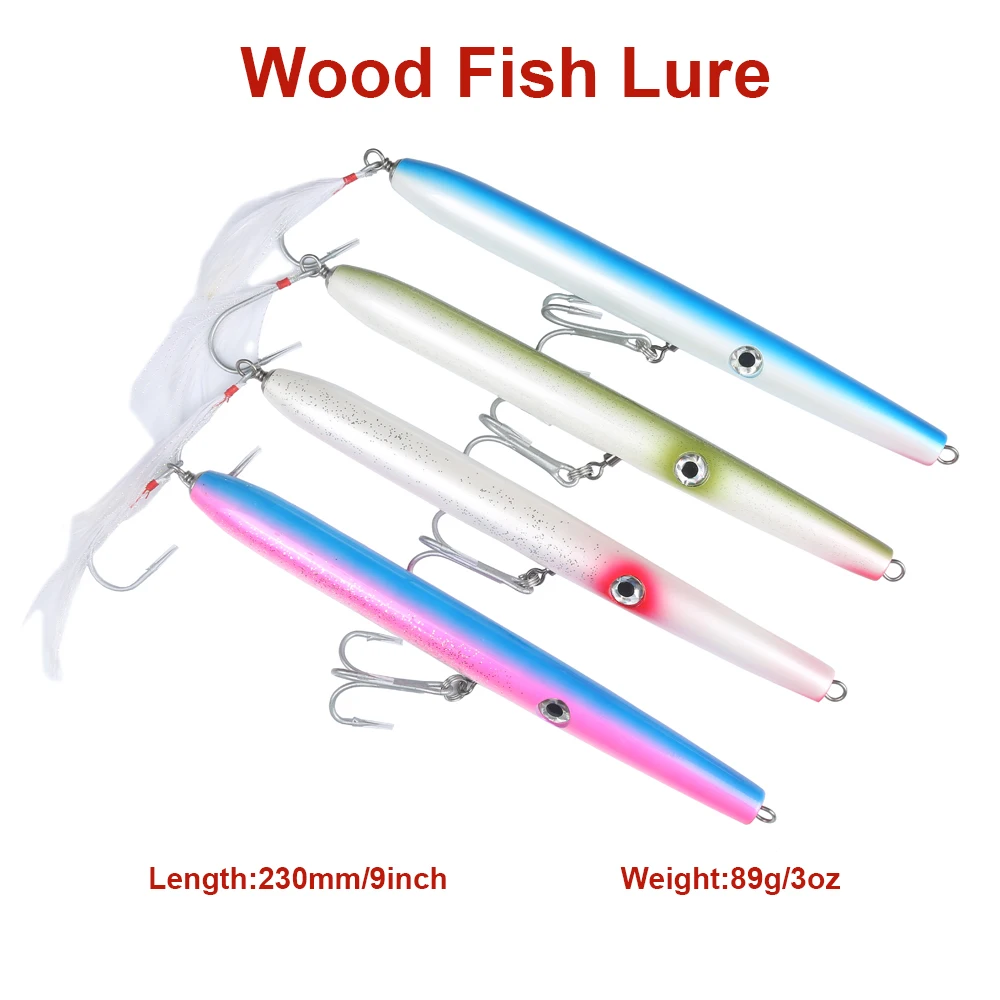

1 Pc Mizugiwa 23cm 89g Handmade Wooden Popper Lure GT Surface Popping Deep Sea Boat Fishing Bait Ocean With Feather Hook