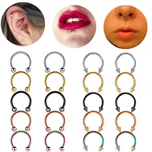 2 pçs aço cirúrgico ferradura piercing anel 16 gsepto nariz piercing anel orelha cartilagem brinco tragus helix pircing rook jóias