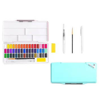 

Palette Watercolor Paint Set Students Artists School Stationery Solid Water Brush Painting Drawing Reusable Portable Plastic Box