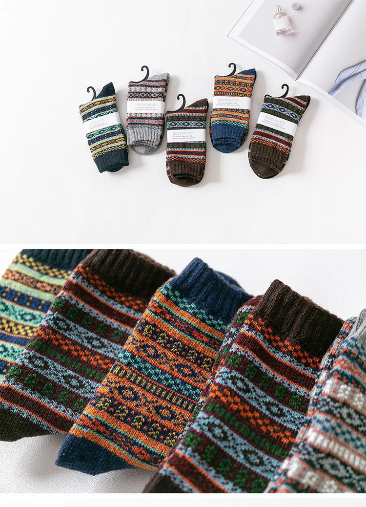 5 Paare/los Hohe Qualität Männer Wolle Socken Herbst Winter Business Verdicken Warme Bequeme Mann Socken Neue Mode Größe EU 38-45 – Detail 4