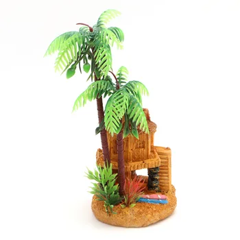 

High quality Aquarium Simulation Coconut Tree Castle Fish Tank Ornaments Decor Landscape