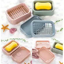 Двухслойная мыльница, держатель для мыла, синий/зеленый/розовый, для ванной