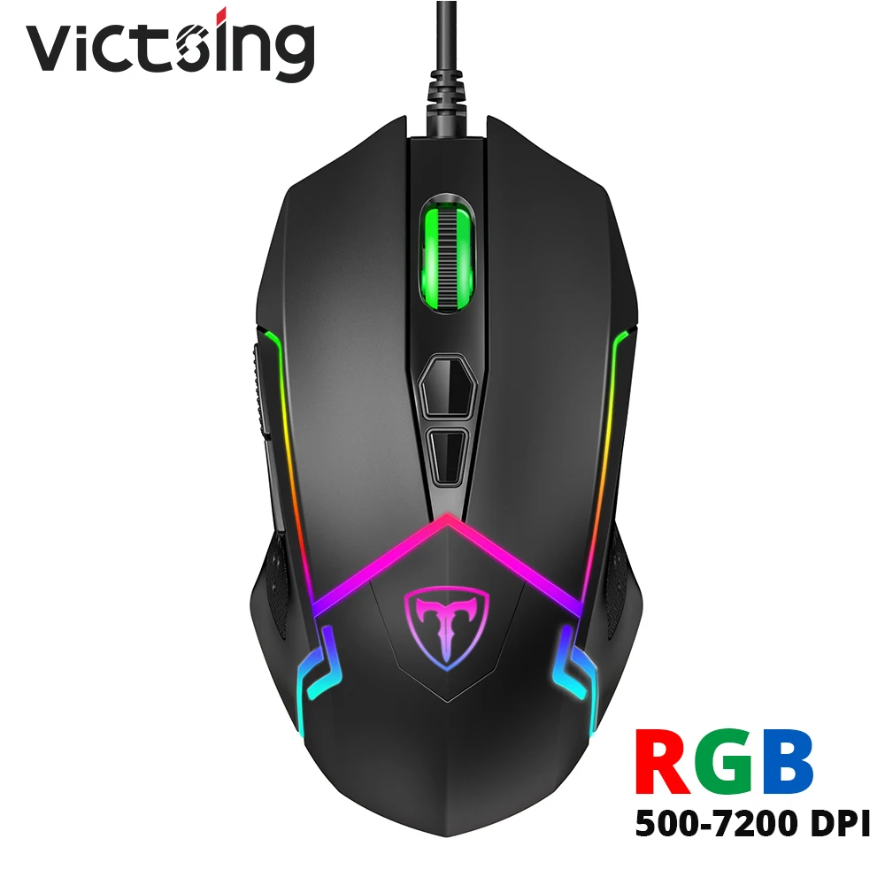 Najtaniej VicTsing PC233 mysz do gier przewodowa mysz regulowana 7200 DPI 7 programowalne przyciski RGB Backli ergonomiczna mysz komputerowa na usb na PC