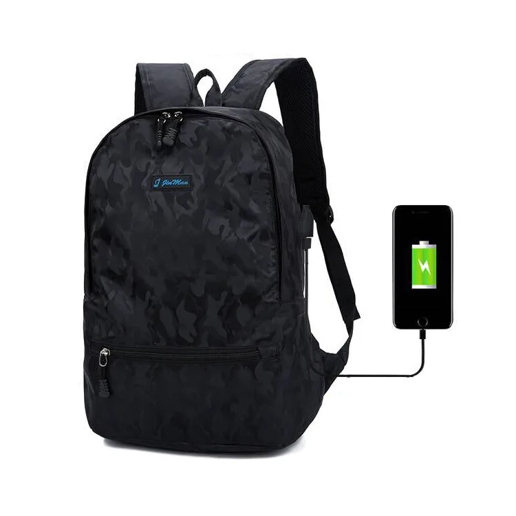 Рюкзак на молнии с защитой от кражи, 15,6 дюймов, мужские школьные рюкзаки для ноутбука, водоотталкивающий рюкзак для путешествий, 20 л, мульти зарядка через usb, мужской рюкзак - Цвет: Black DFK005